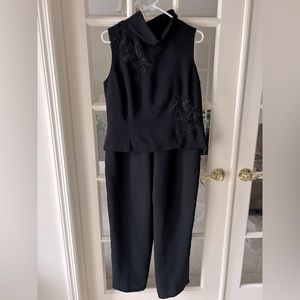 Two piece black embroidered top outfit